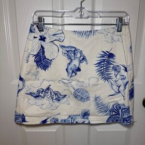 Blue and white cupid print skirt from BDG Urban Outfitters